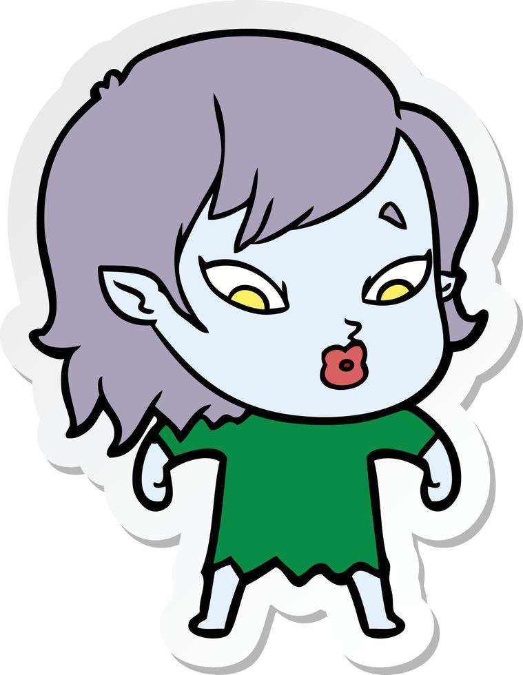 sticker of a cute cartoon vampire girl vector