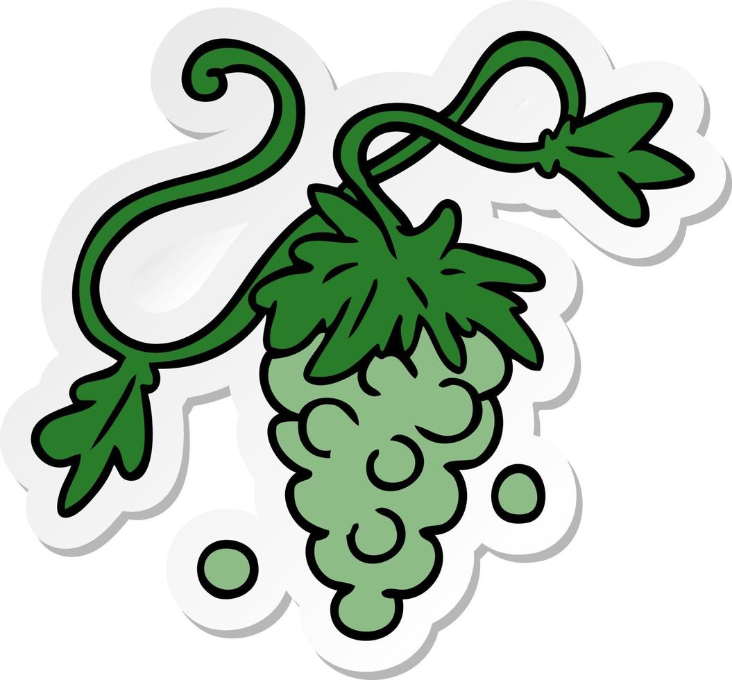 sticker cartoon doodle of grapes on vine vector