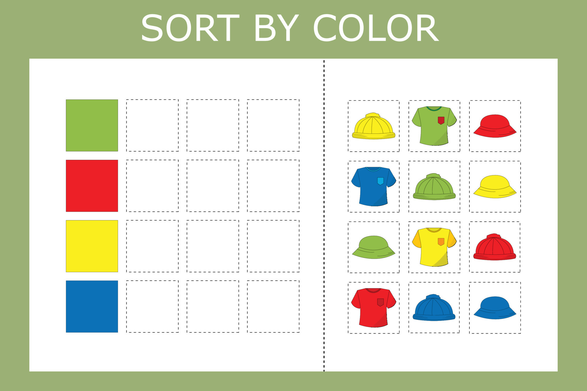 sorting clothes by color