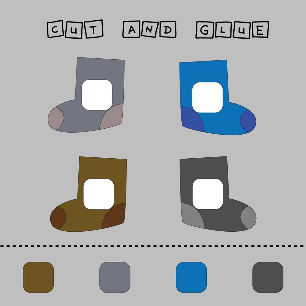 Find a shadow felt boots. Match   boot with correct shadow. vector
