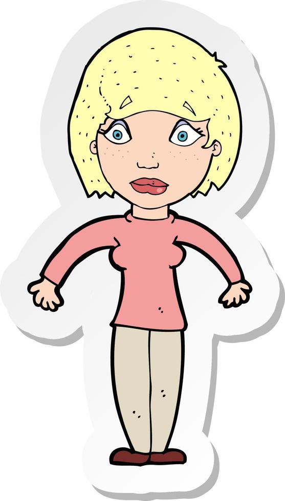 sticker of a cartoon surprised woman vector
