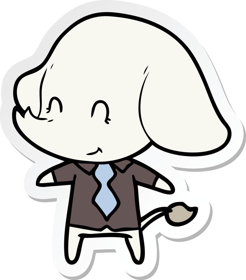 sticker of a cute cartoon elephant boss vector