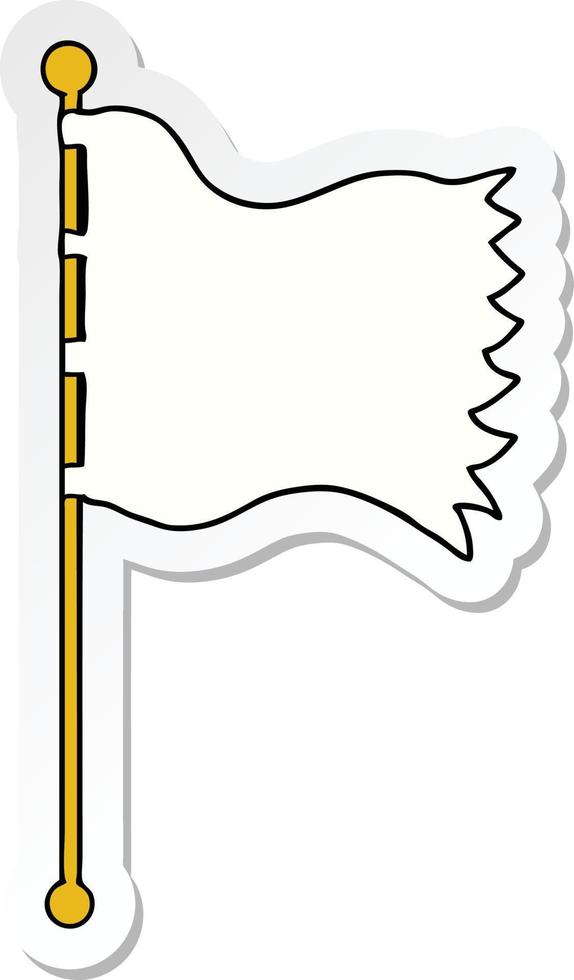 sticker of a cartoon waving flag vector