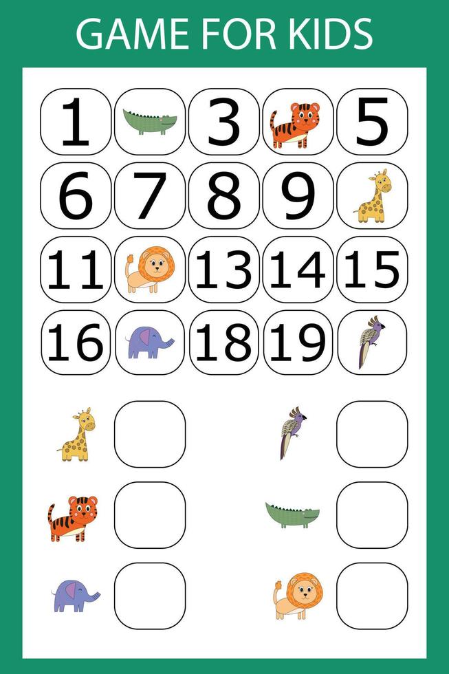 Math educational game for kids. Fill in the line, write the missing numbers vector