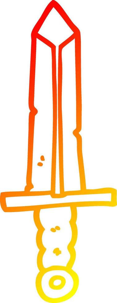 warm gradient line drawing cartoon sword vector