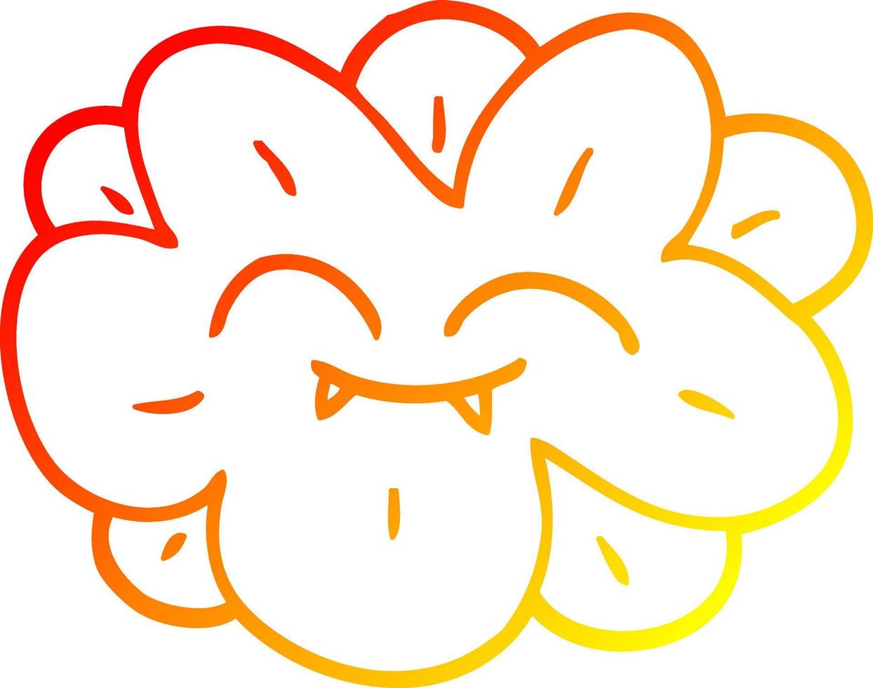 warm gradient line drawing cartoon flower with fangs vector