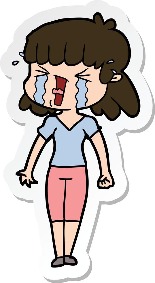 sticker of a cartoon woman vector