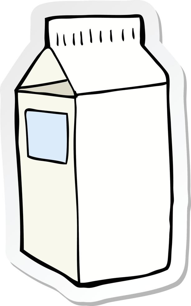 pegatina de un cartón de leche de dibujos animados vector