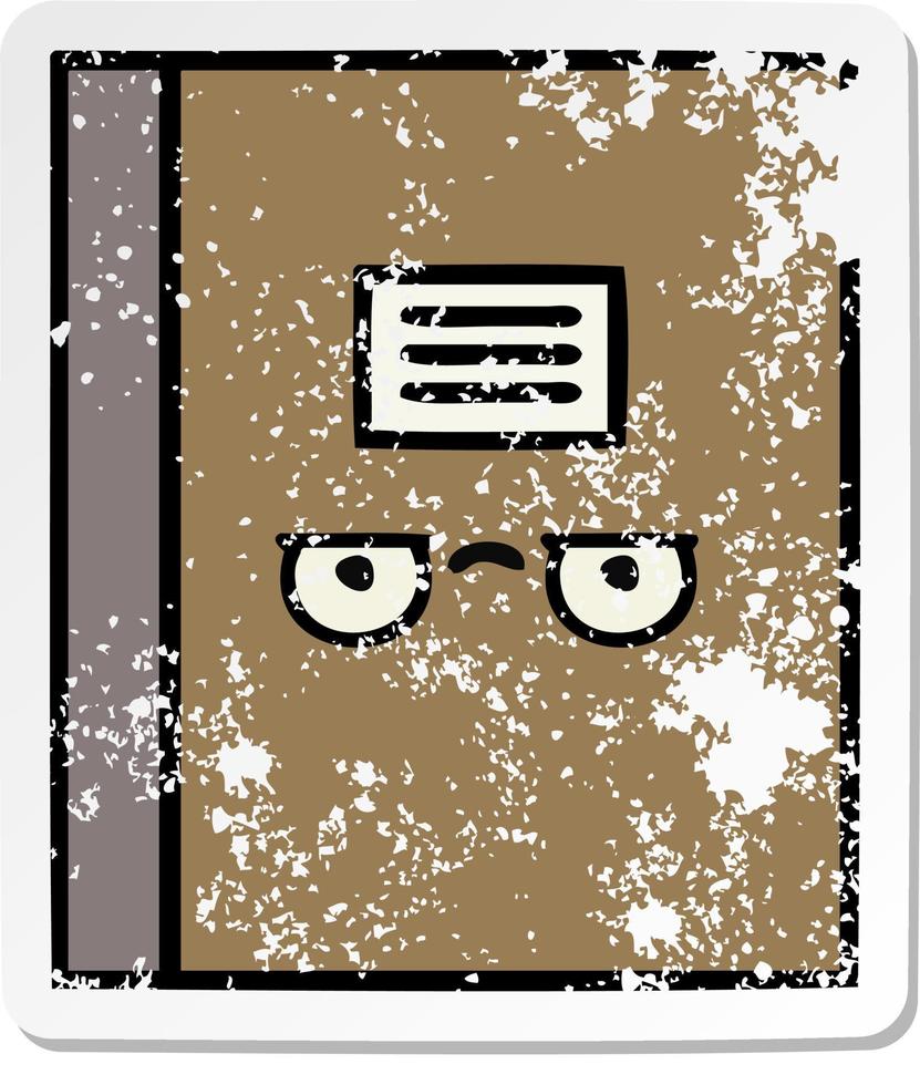 distressed sticker of a cute cartoon notebook vector