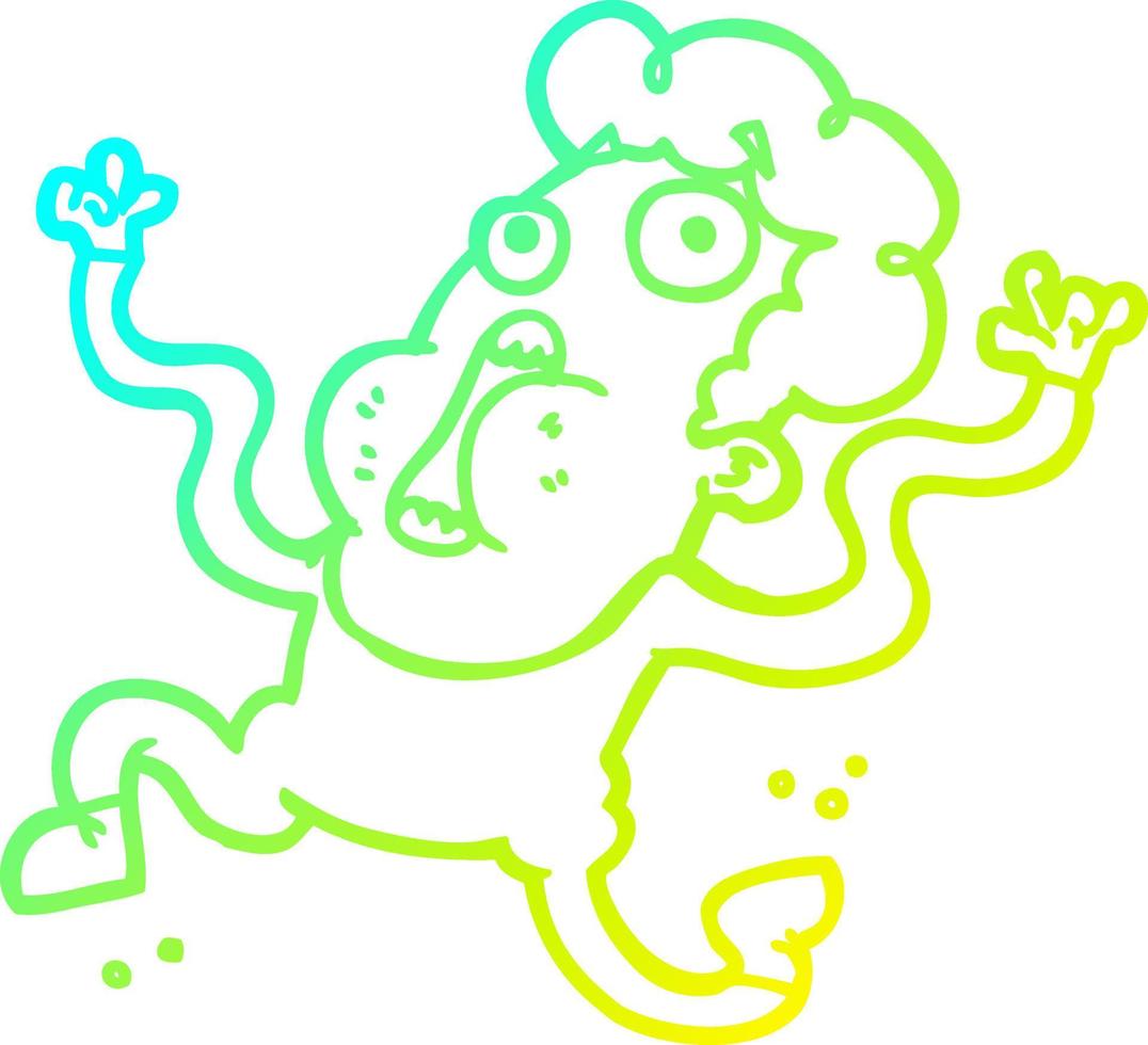 cold gradient line drawing cartoon terrified man vector