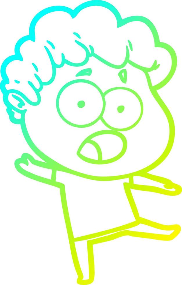 cold gradient line drawing cartoon shocked man vector