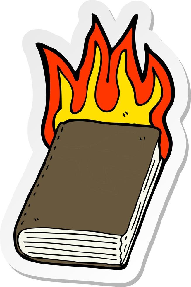 sticker of a cartoon burning book vector