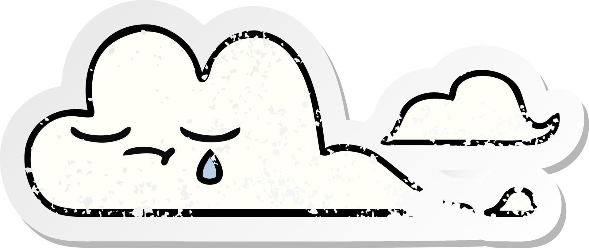 distressed sticker of a cute cartoon white cloud vector
