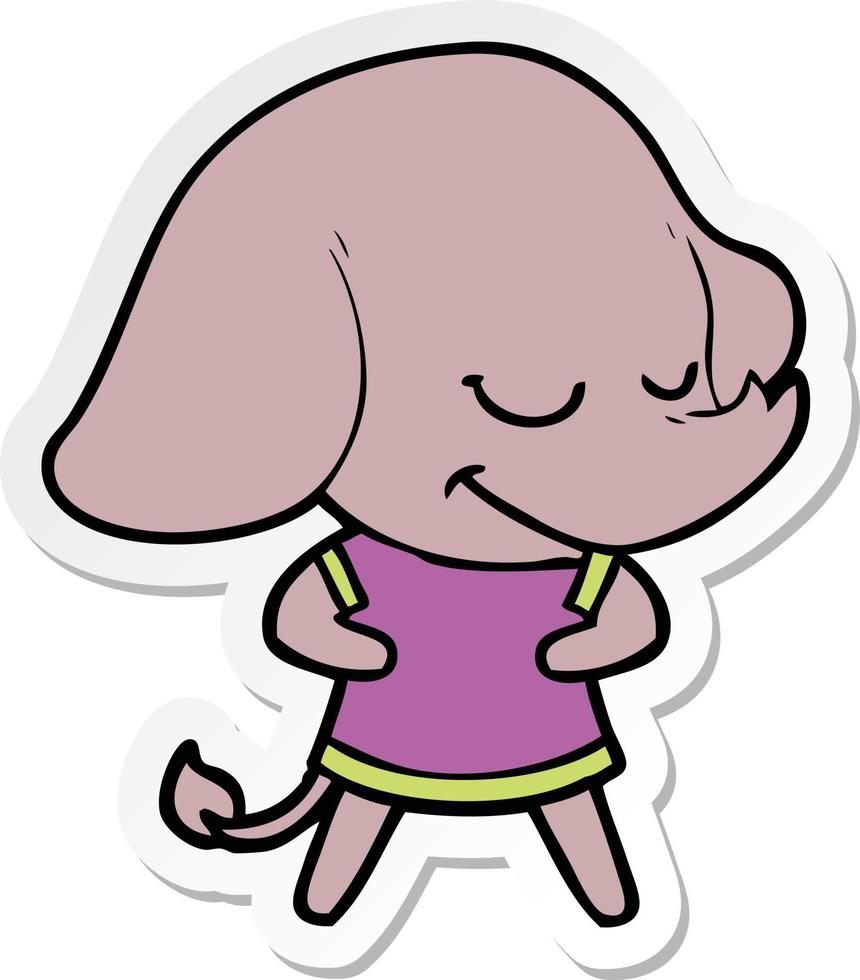 pegatina de un elefante sonriente de dibujos animados vector