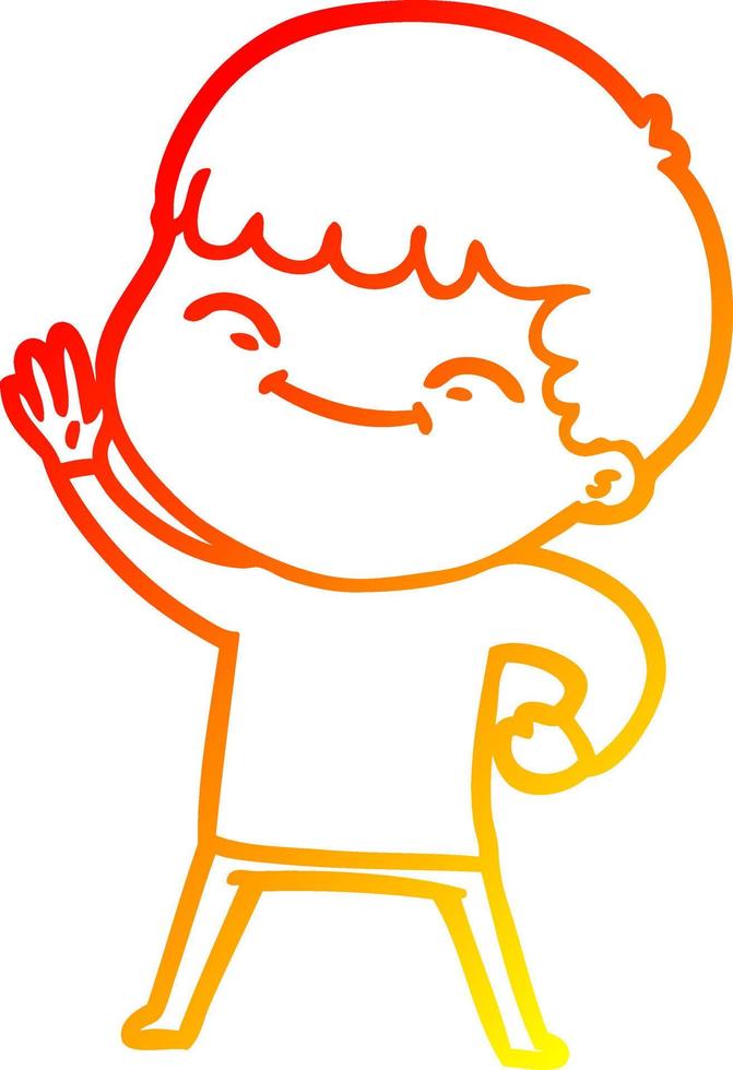 warm gradient line drawing cartoon smiling boy vector
