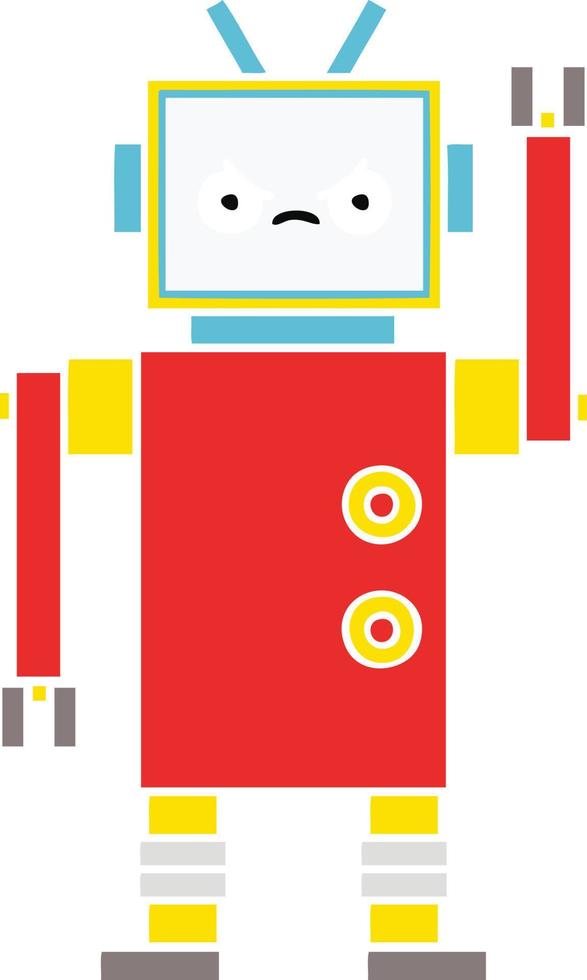 flat color retro cartoon robot vector