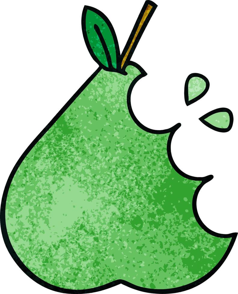 retro grunge texture cartoon green pear vector