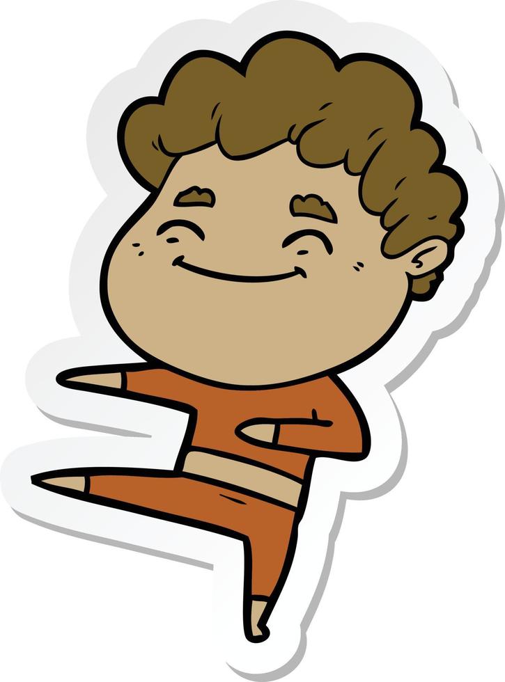 sticker of a cartoon friendly man vector