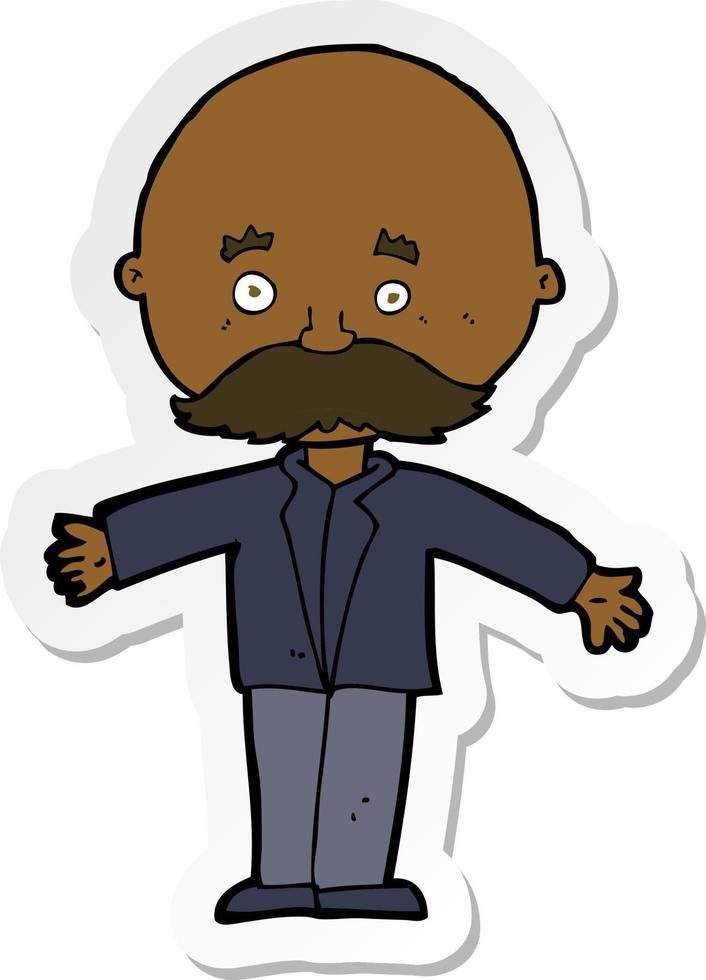 sticker of a cartoon bald man with open arms vector