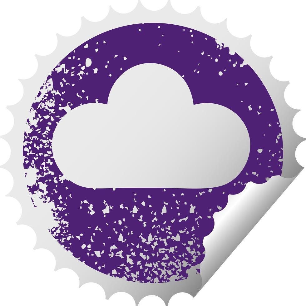 distressed circular peeling sticker symbol rain cloud vector