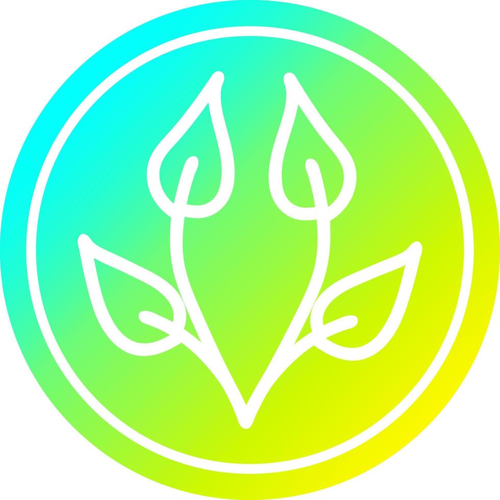 natural leaf circular in cold gradient spectrum vector