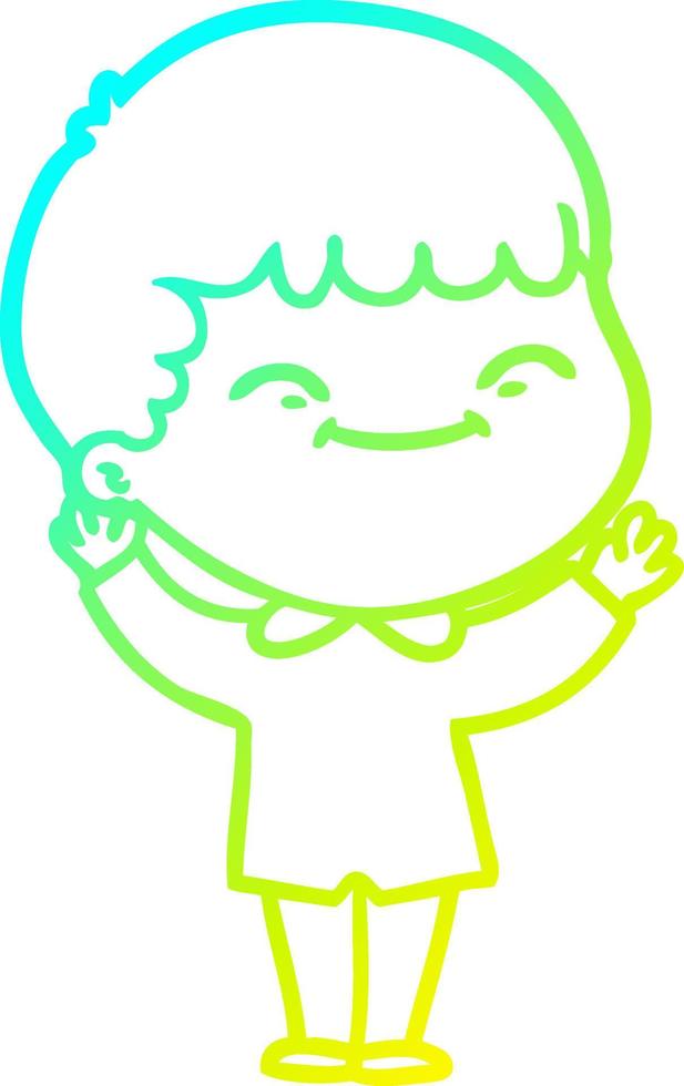 cold gradient line drawing cartoon happy boy vector