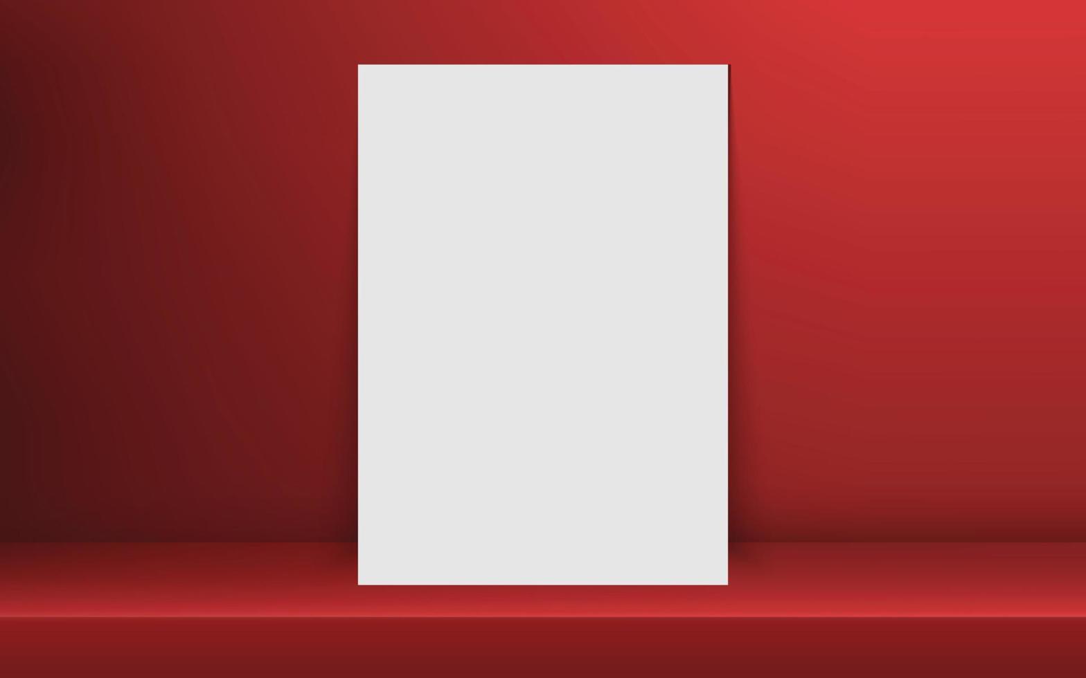 Blank frame in Empty white color shelf vector
