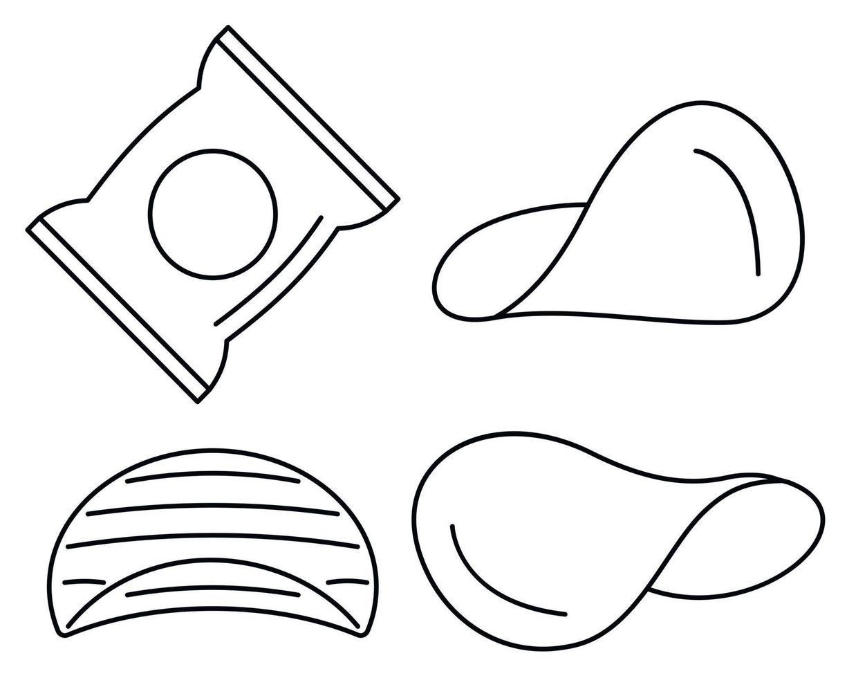 Chips icon set, outline style vector