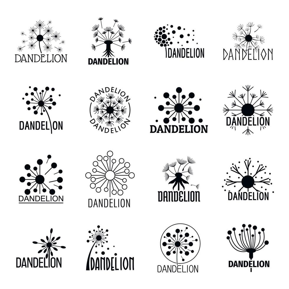 Dandelion logo icons set, simple style vector