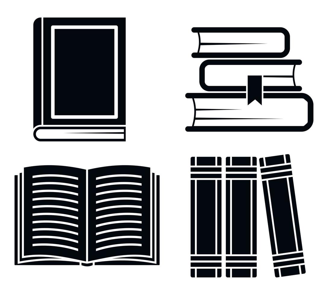 conjunto de iconos de libros antiguos de biblioteca, estilo simple vector