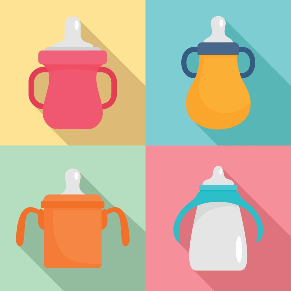 conjunto de iconos de taza para sorber, estilo plano vector