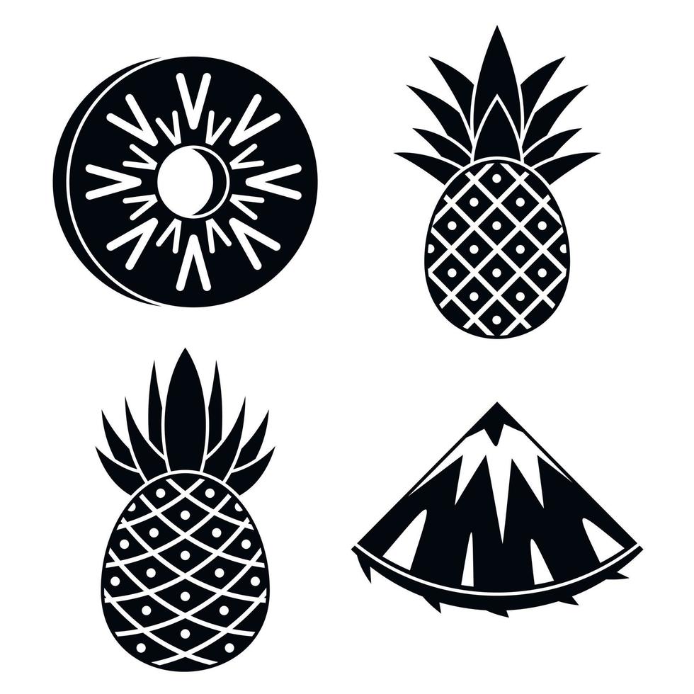 Pineapple fruit icons set, simple style vector
