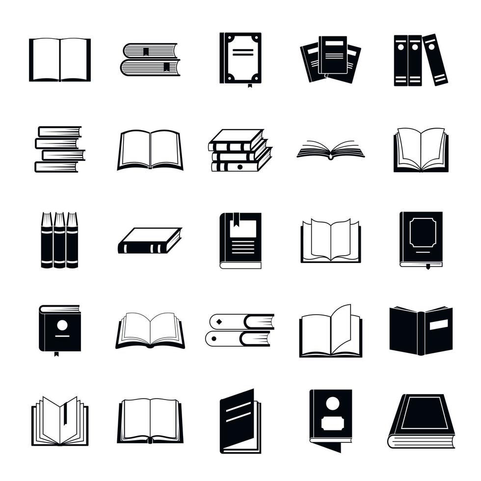 Book icons set, simple style vector