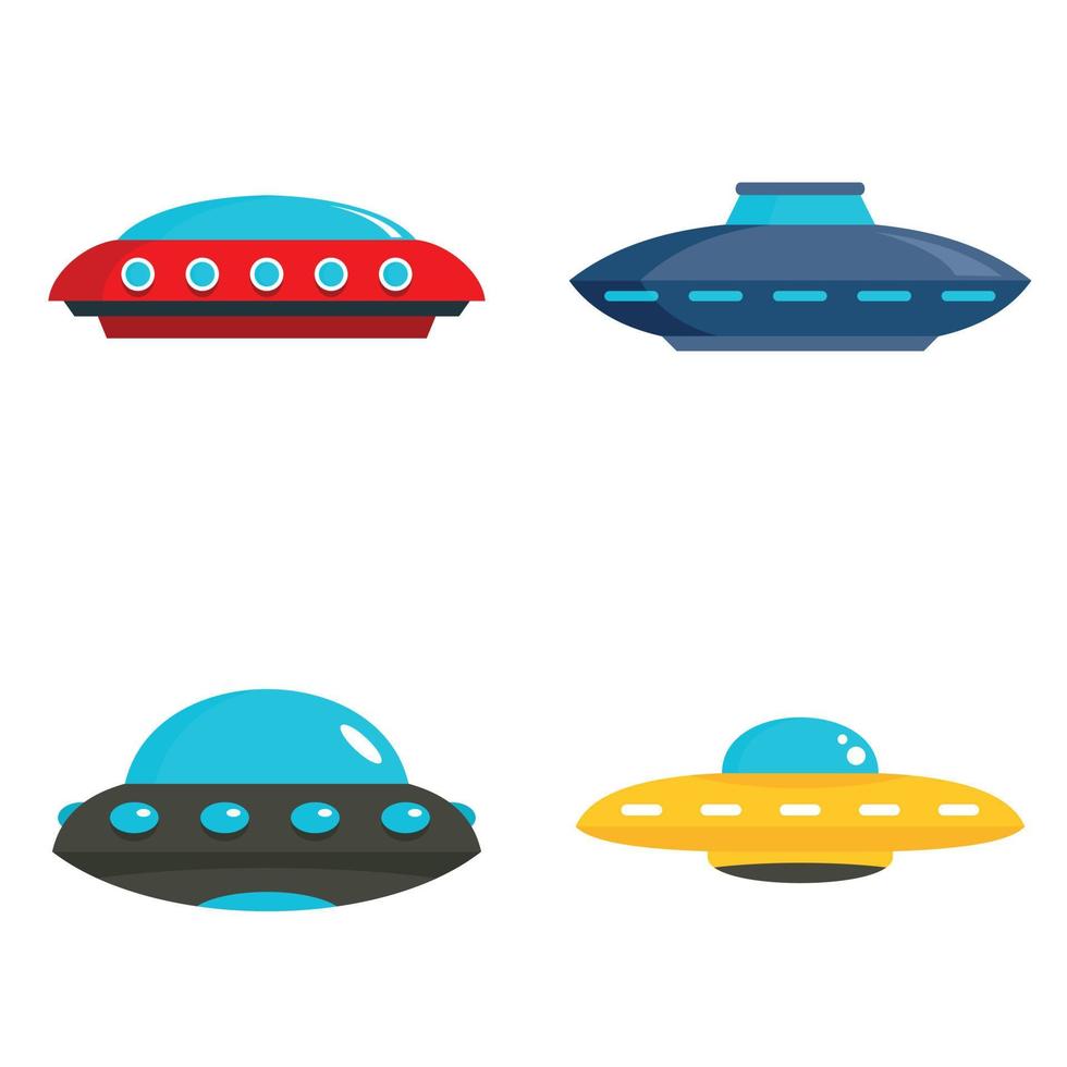 UFO icon set, flat style vector