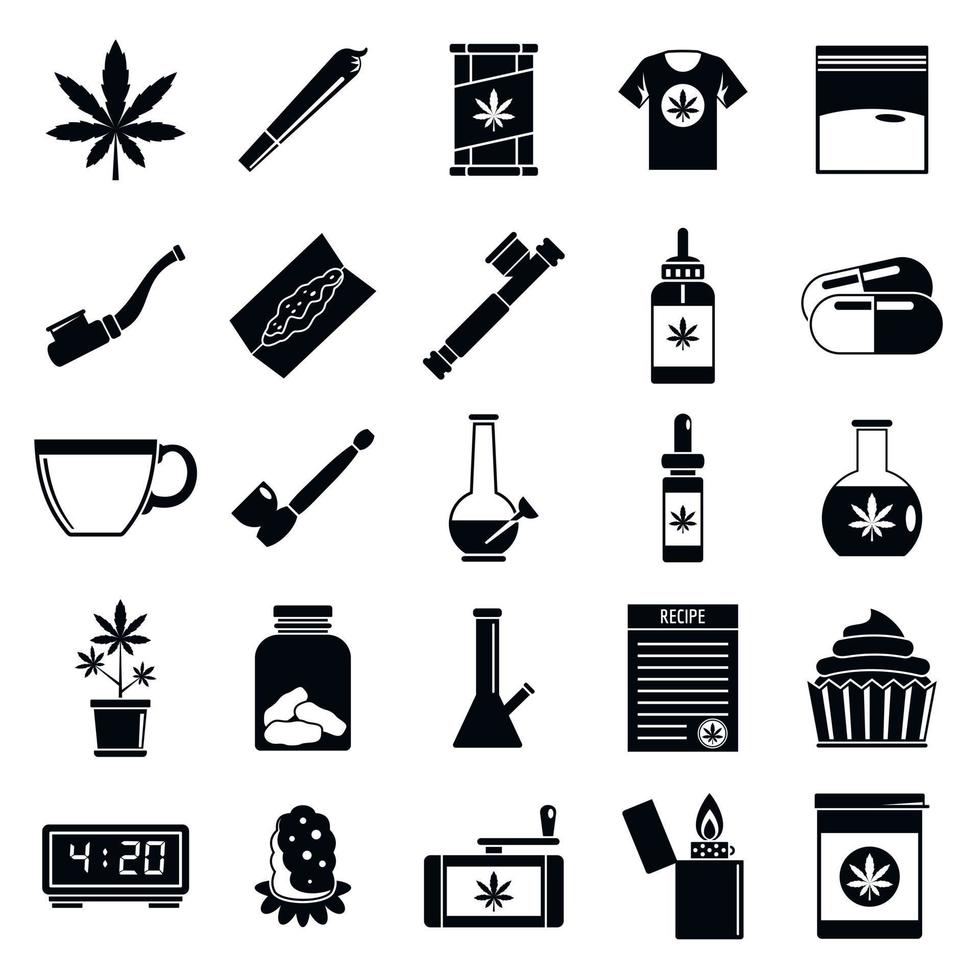 Medical cannabis icon set, simple style vector