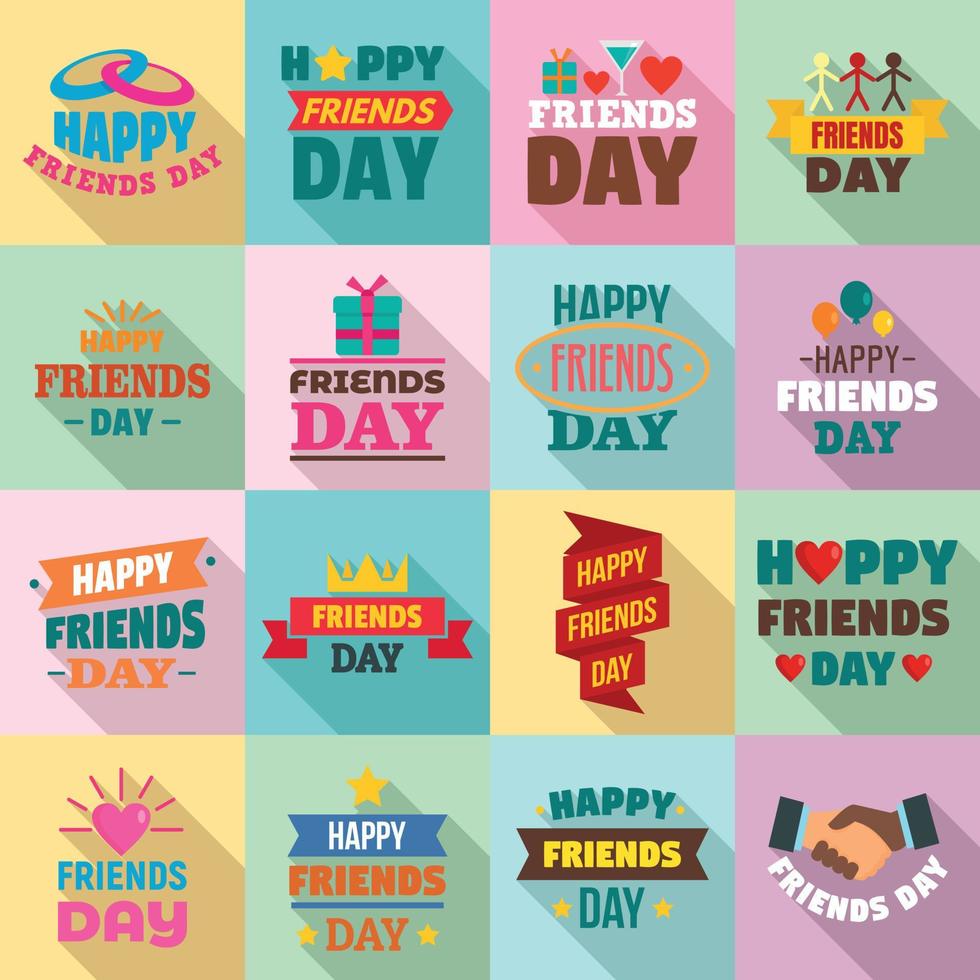 Friends day logo set, flat style vector