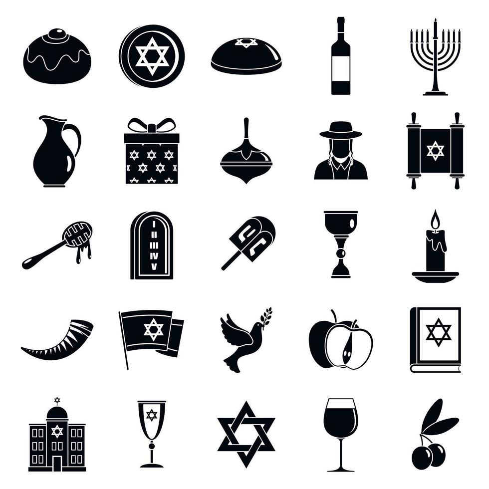 conjunto de iconos de menorá de hanukkah, estilo simple vector