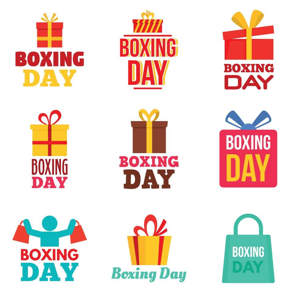 Boxing day logo set, flat style vector