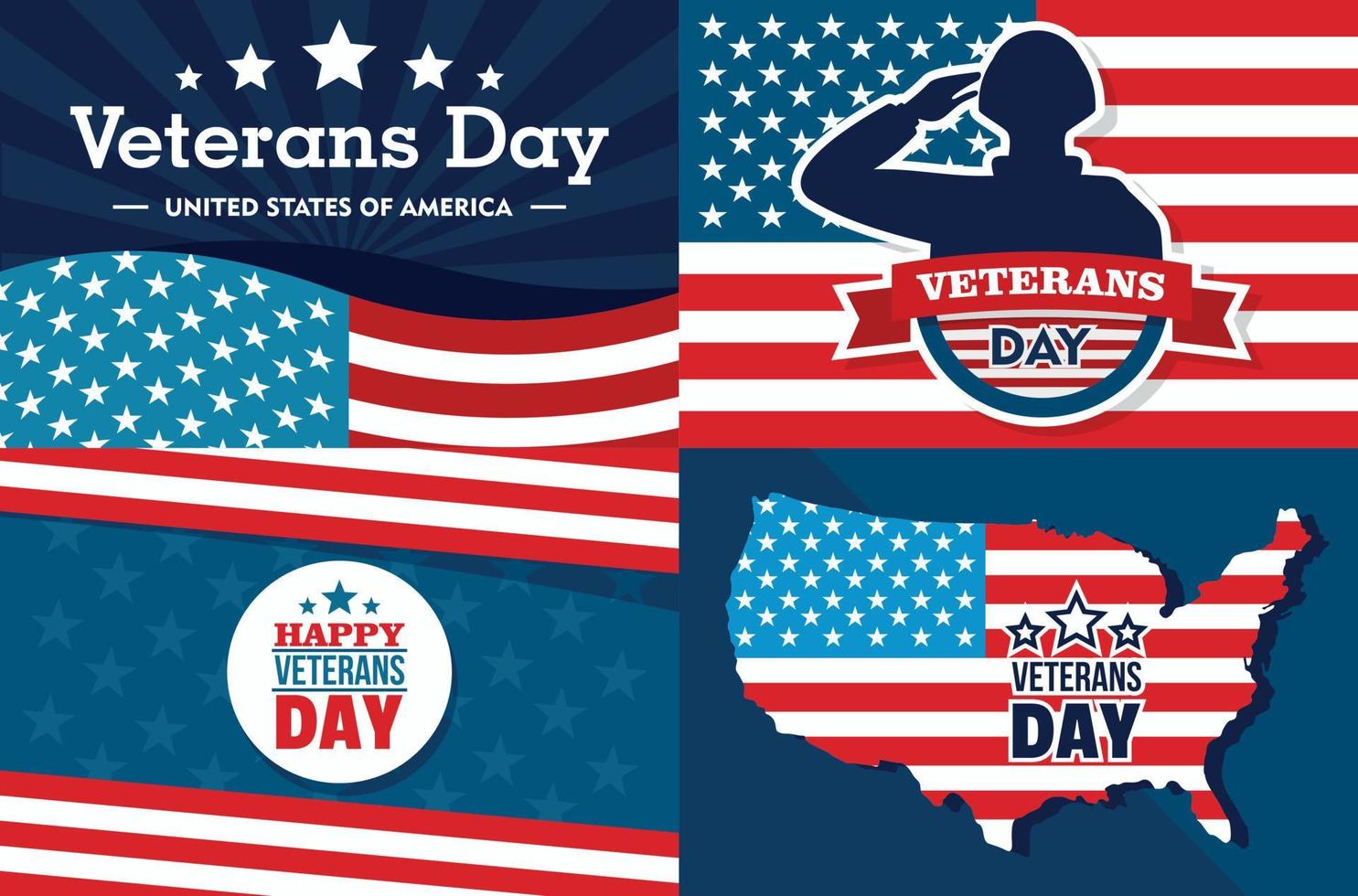 Veterans day banner set, flat style vector