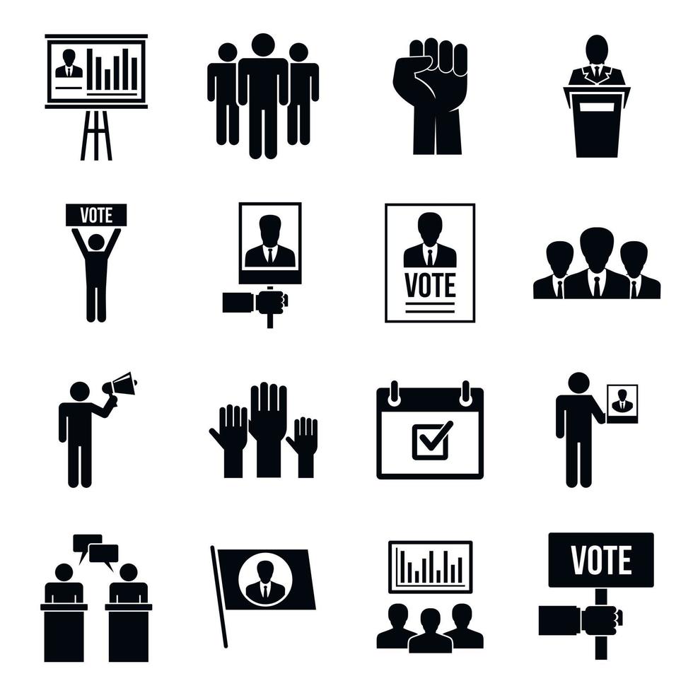 conjunto de iconos de reunión política, estilo simple vector
