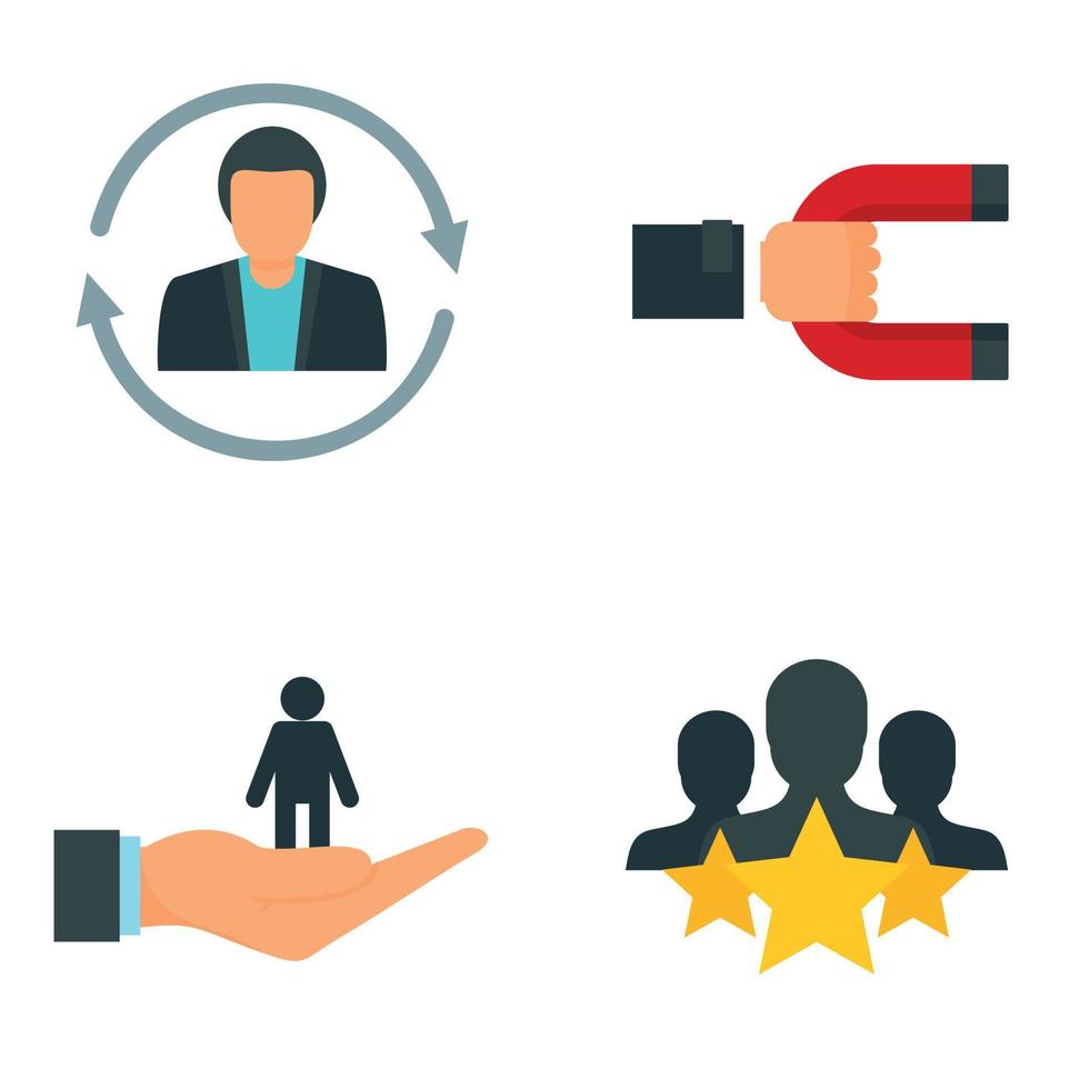 Customer retention icon set, flat style vector