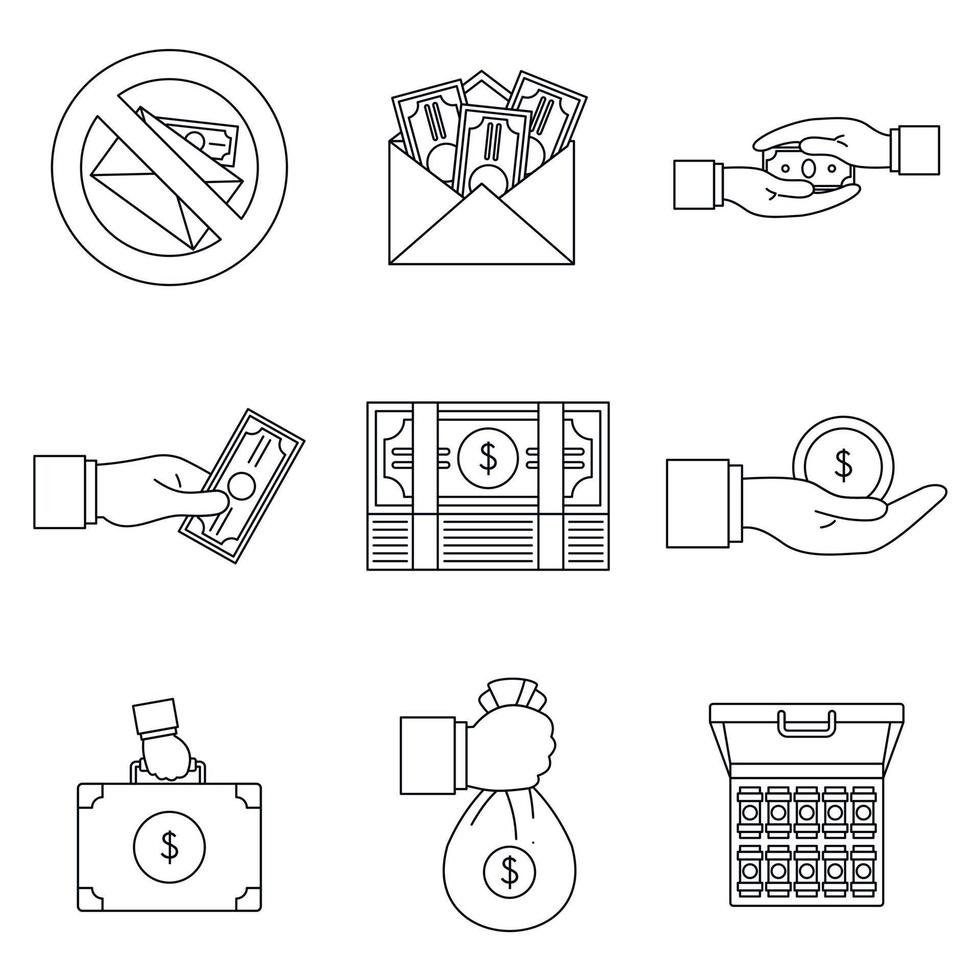 Bribery corrupt practices icon set, outline style vector