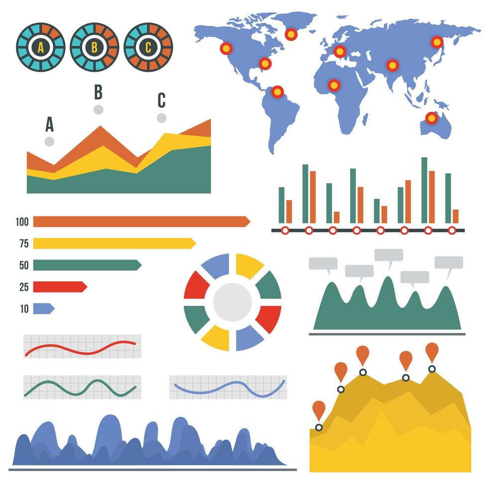 Visualization infographic, flat style vector