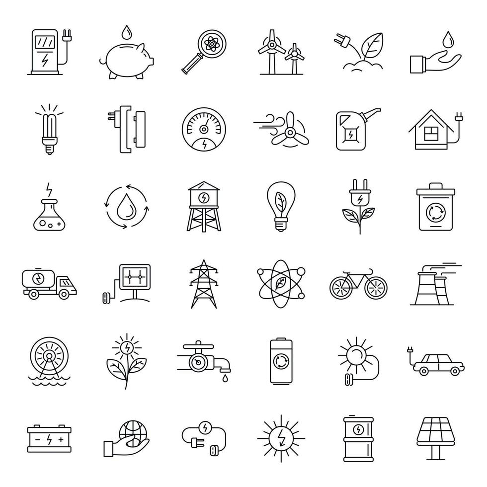 Ecology day icon set, outline style vector