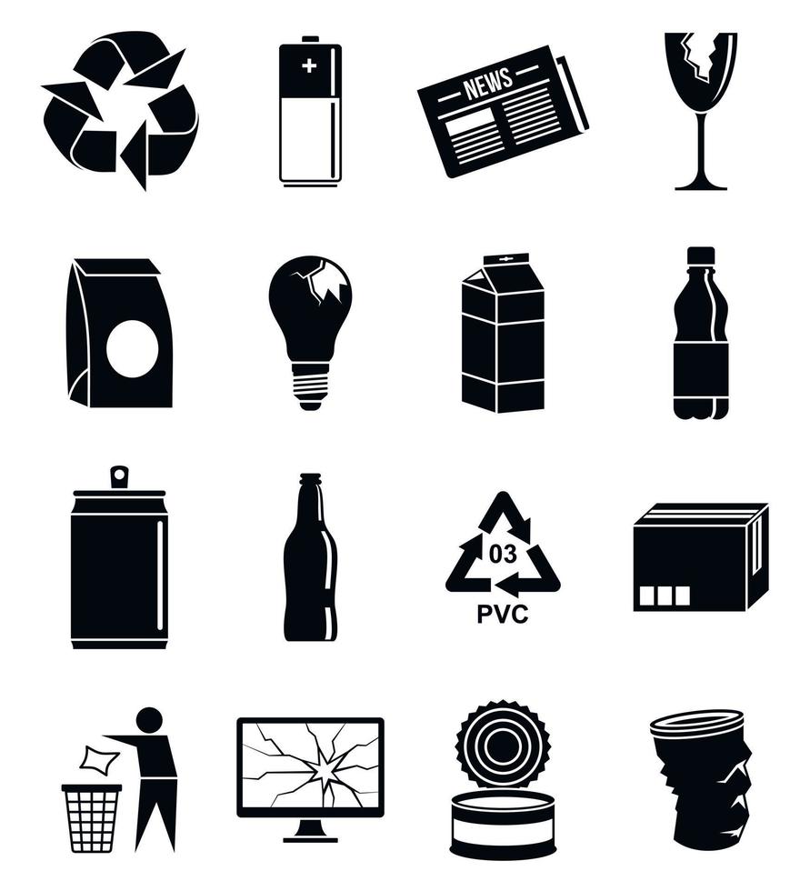 conjunto de iconos del día del reciclaje ecológico, estilo simple vector