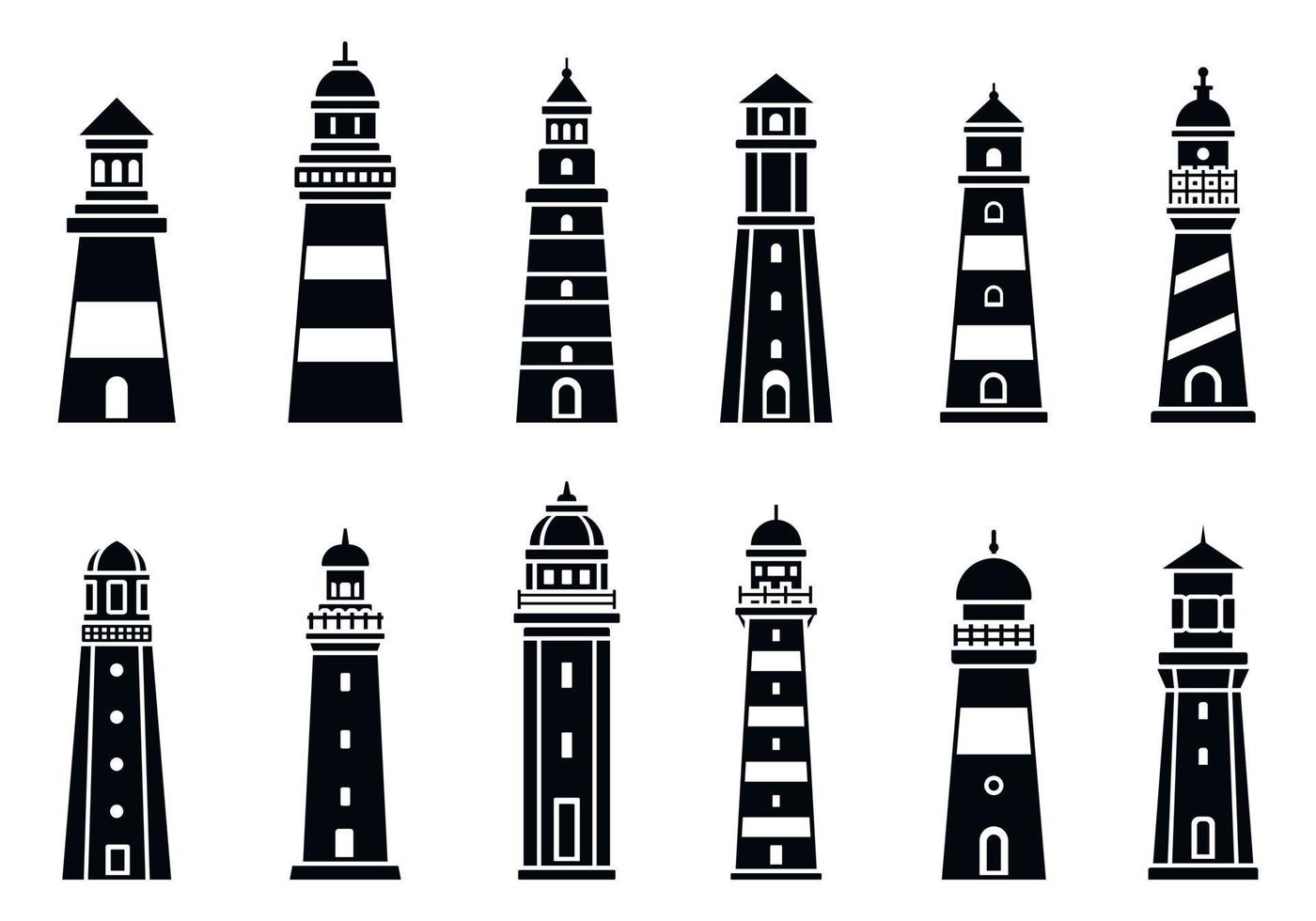 Coast lighthouse icon set, simple style vector