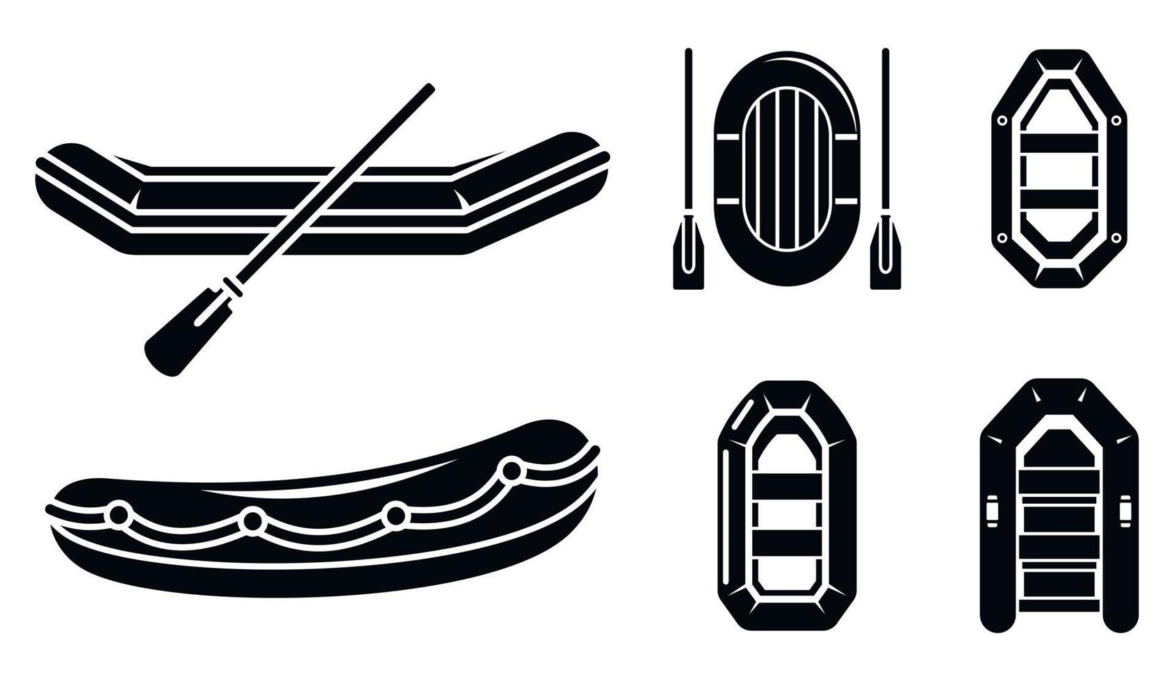 conjunto de iconos de botes inflables de río, estilo simple vector
