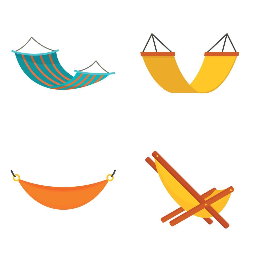 conjunto de iconos de hamaca, estilo plano vector