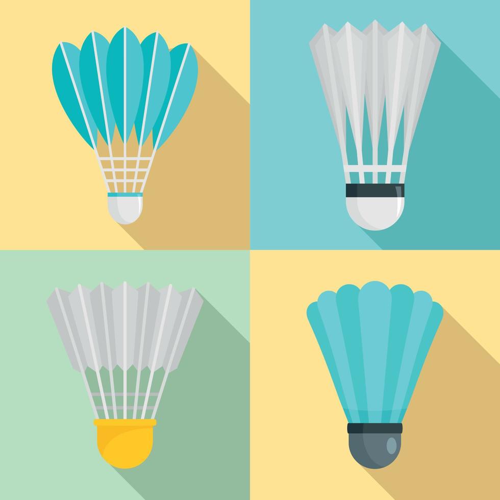 Shuttlecock icon set, flat style vector