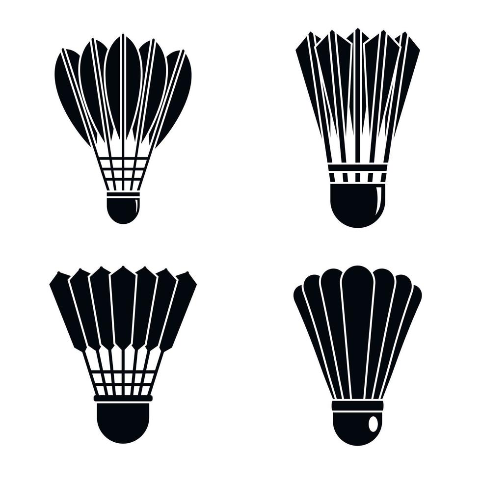 conjunto de iconos de bádminton de volante, estilo simple vector